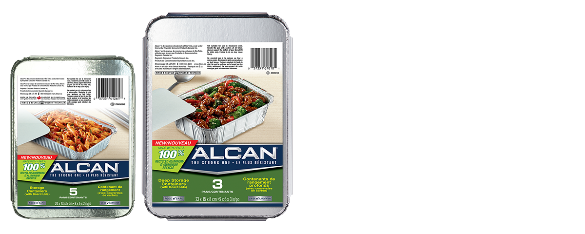 Plats de cuisson 100 % recyclés ALCAN – Plateaux de rangement